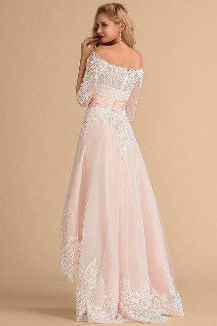 Robe Pastel Saumon Asymétrique Dentelle Chic - gallery 6