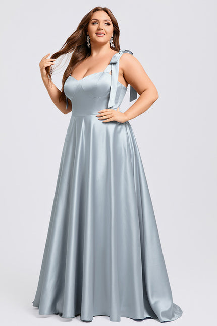 Robe Pastel Bleu Clair Col Cœur Satin - gallery 7