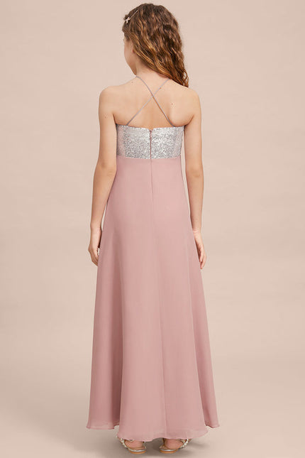 Robe Pastel Rose Demoiselle D'Honneur Longue - gallery 7