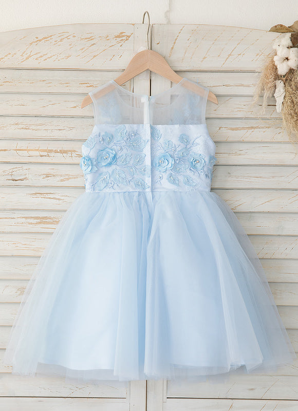 Robe Pastel Crème Dentelle Col Rond Genoux - gallery 1