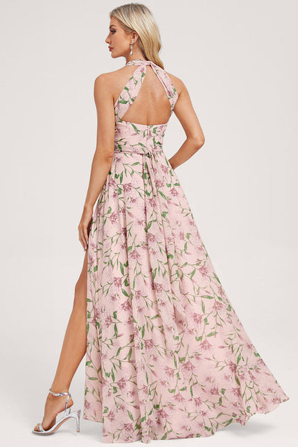 Robe Pastel Rose Trapèze Décolleté Col V - gallery 4