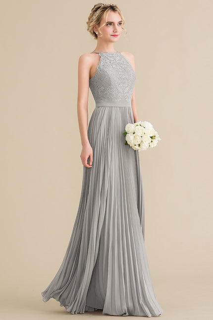 Robe Pastel Grise Trapèze Col Rond - gallery 2