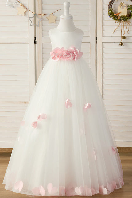 Robe Pastel Fille Mariage Blanc Rose - gallery 1