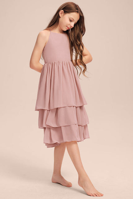 Robe Pastel Rose Trapèze À Volants - gallery 5