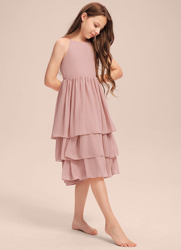 Robe Pastel Rose Trapèze À Volants - gallery 5