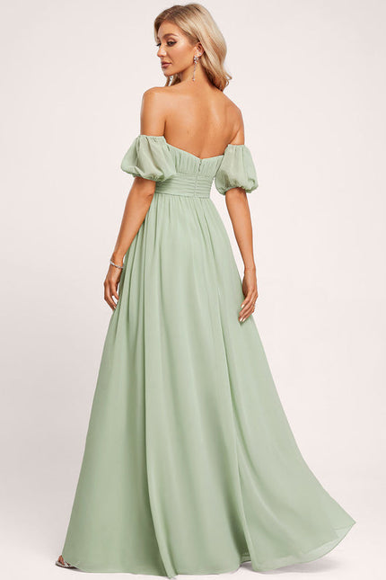 Robe Pastel Verte Épaules Dénudées Longue - gallery 1