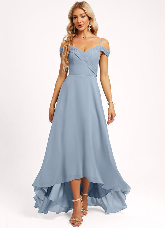 Robe Pastel Décolleté Asymétrique Rose Mauve