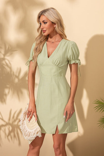 Robe Pastel Verte Col V Mini - gallery 3