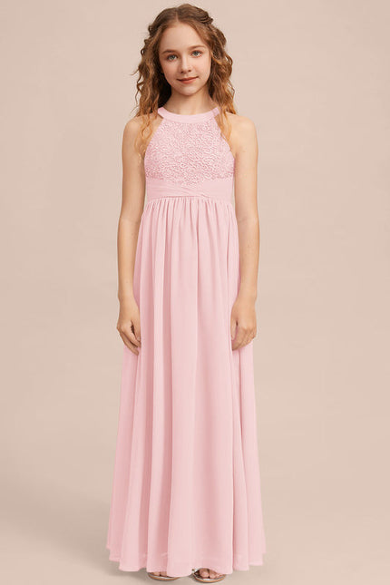 Robe Pastel Rose Demoiselle D'Honneur Longue - gallery 1