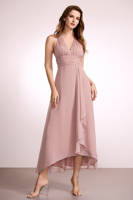 Robe Pastel Verte Col V Asymétrique - gallery 3
