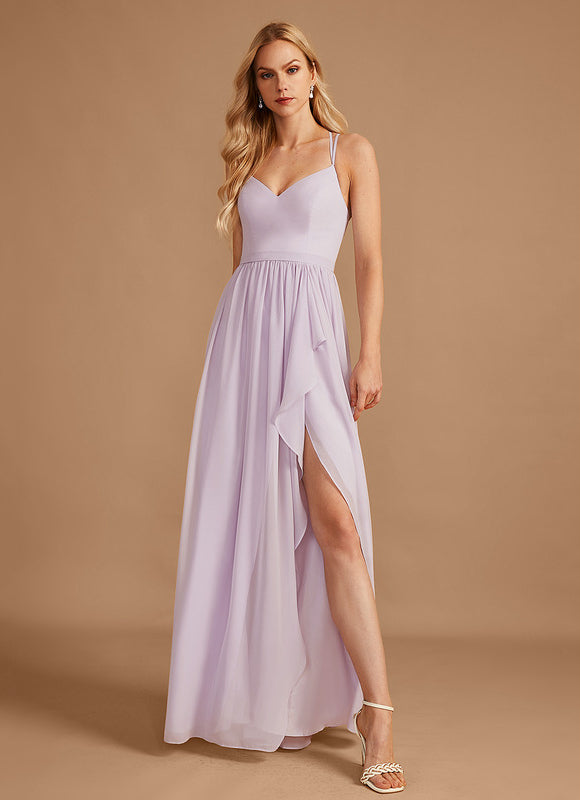 Robe Pastel Bleu Asymétrique Col V Volants - gallery 4