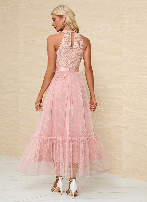 Robe Pastel Midi Tulle Rose Romantique - gallery 1