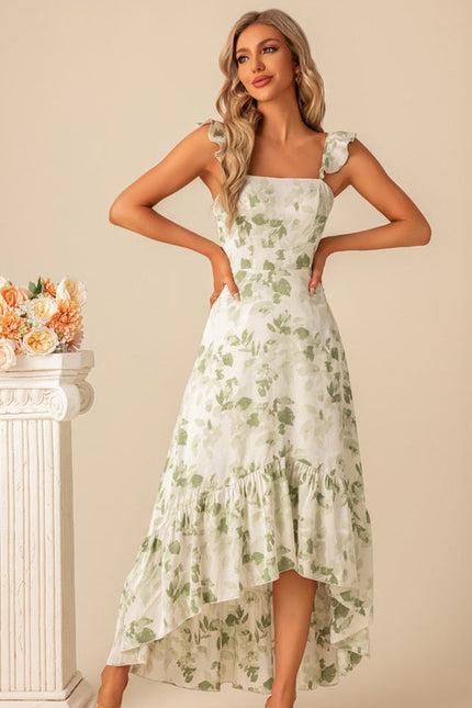 Robe Pastel Verte À Volants Floral
