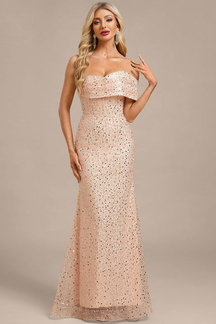 Robe Pastel Rose Pailletée Sirène Élégante