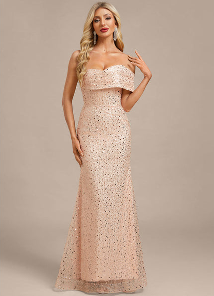 Robe Pastel Rose Pailletée Sirène Élégante