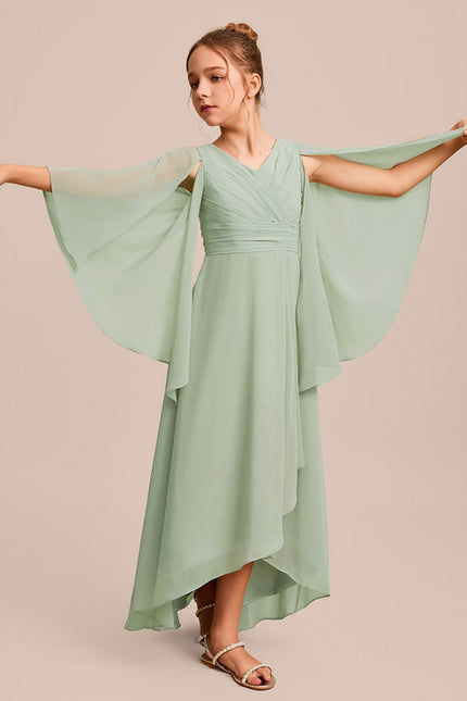 Robe Pastel Verte Trapèze Col V Junior - gallery 3
