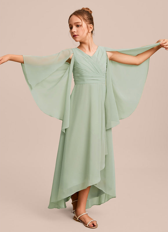 Robe Pastel Verte Trapèze Col V Junior - gallery 3