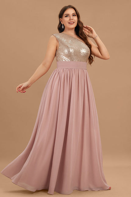 Robe Pastel Rose Décolleté Asymétrique Élégante - gallery 7