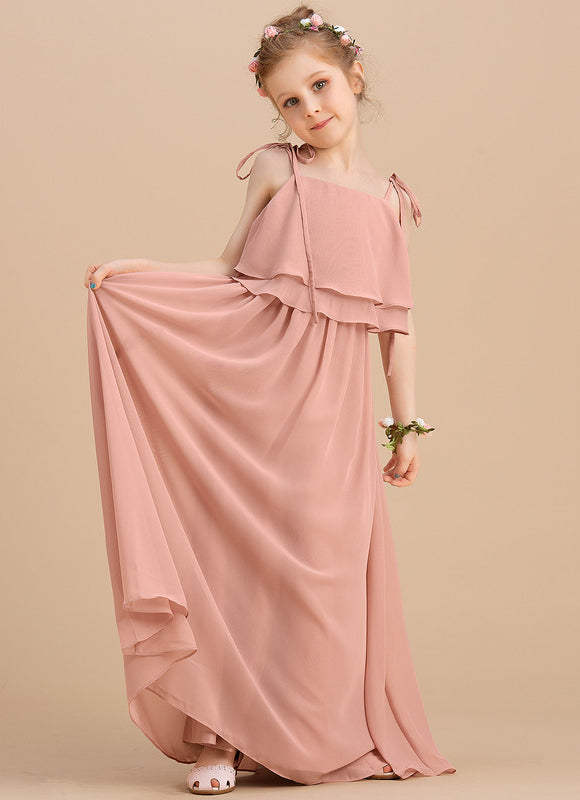 Robe Pastel Longue Fille Rose Mousseline - gallery 1