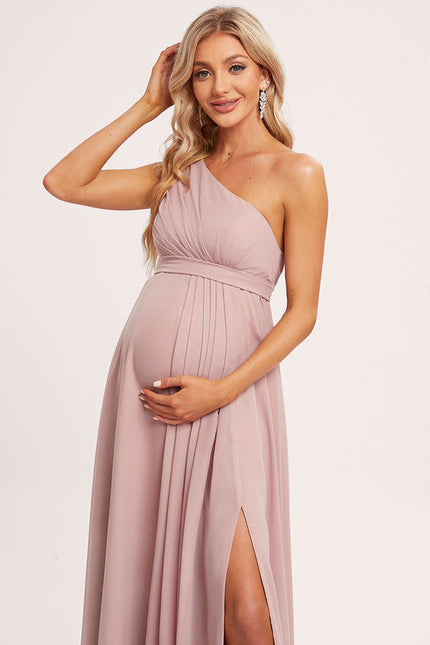 Robe Pastel Rose Décolleté Asymétrique Maternité - gallery 5
