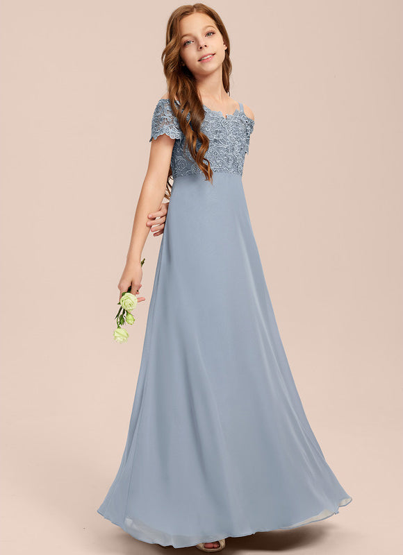 Robe Pastel Bleu Décolleté Trapèze Junior - gallery 4