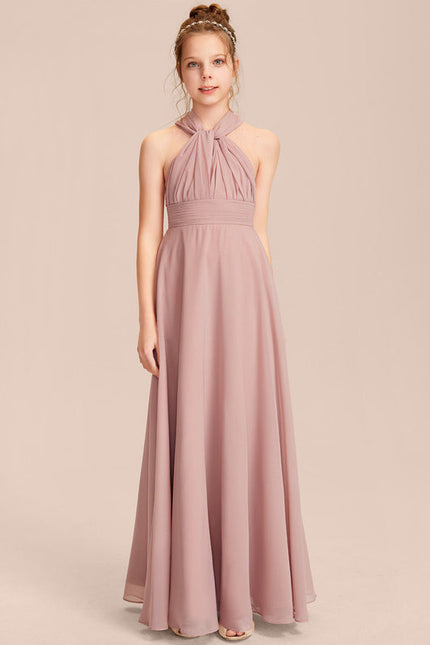 Robe Pastel Rose Décolleté Asymétrique Junior - gallery 1
