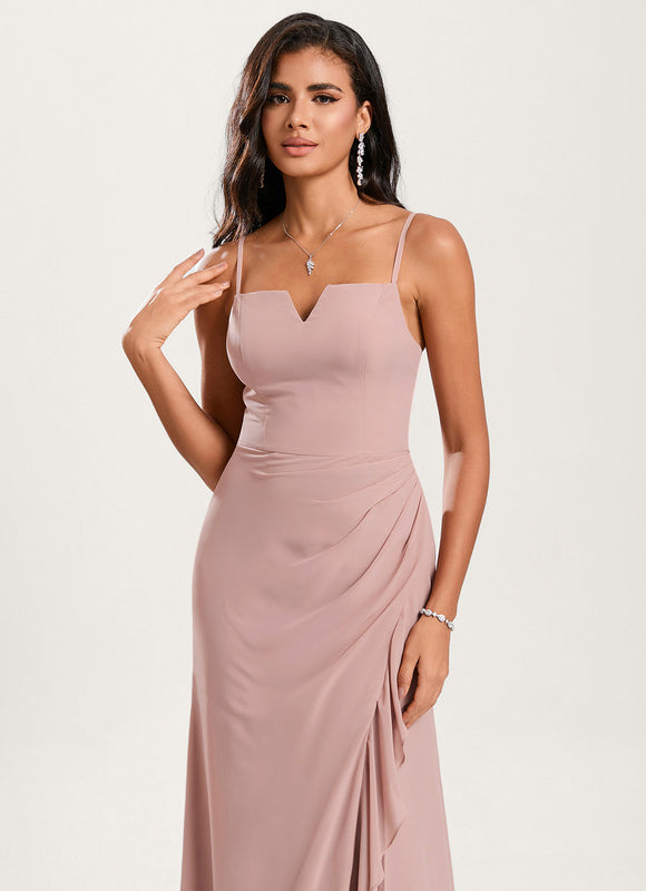 Robe Pastel Rose Sirène Col Carré - gallery 5