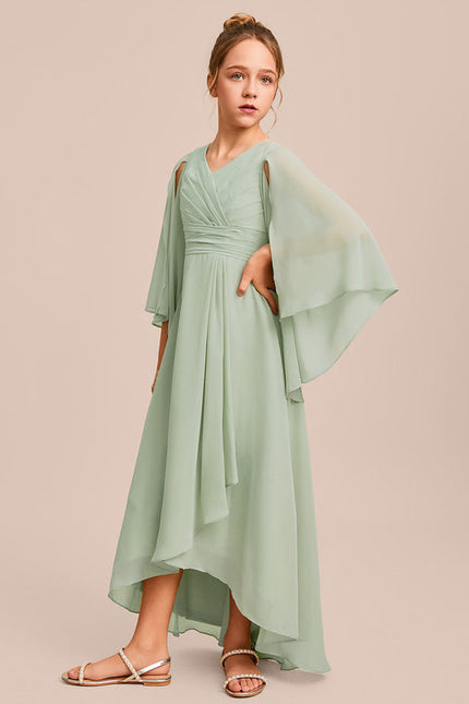 Robe Pastel Verte Trapèze Col V Junior - gallery 5