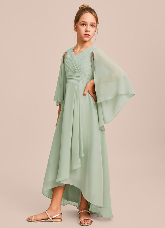 Robe Pastel Verte Trapèze Col V Junior - gallery 5