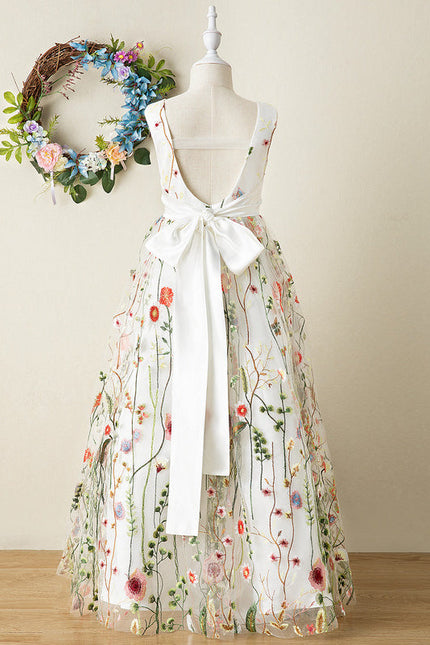 Robe Pastel Verte Dentelle Fleuri Fille Mariage - gallery 2
