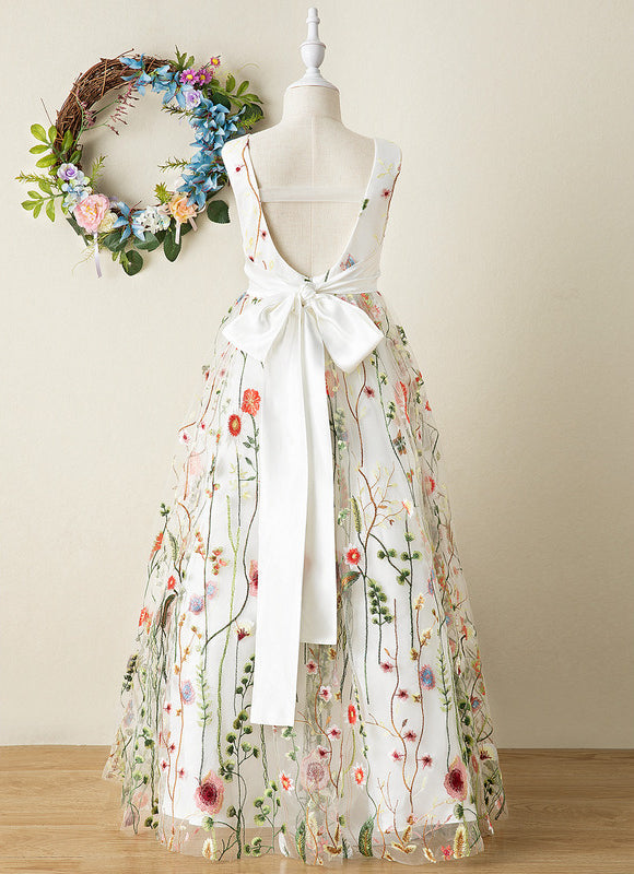 Robe Pastel Verte Dentelle Fleuri Fille Mariage - gallery 2