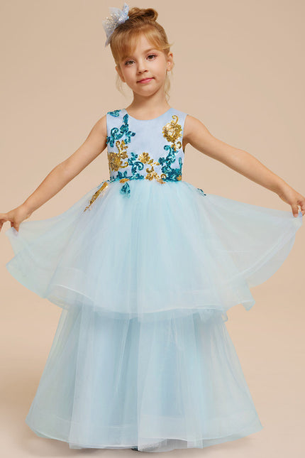 Robe Pastel Bleu Col Rond Princesse - gallery 9