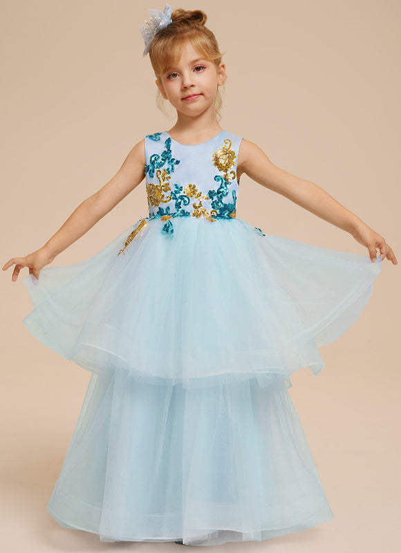 Robe Pastel Bleu Col Rond Princesse - gallery 9