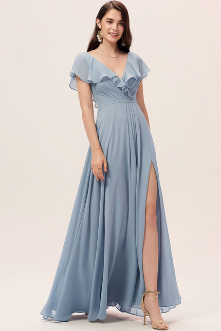 Robe Pastel Demoiselle D'Honneur Bleu Clair - gallery 2