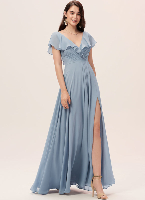 Robe Pastel Demoiselle D'Honneur Bleu Clair - gallery 2