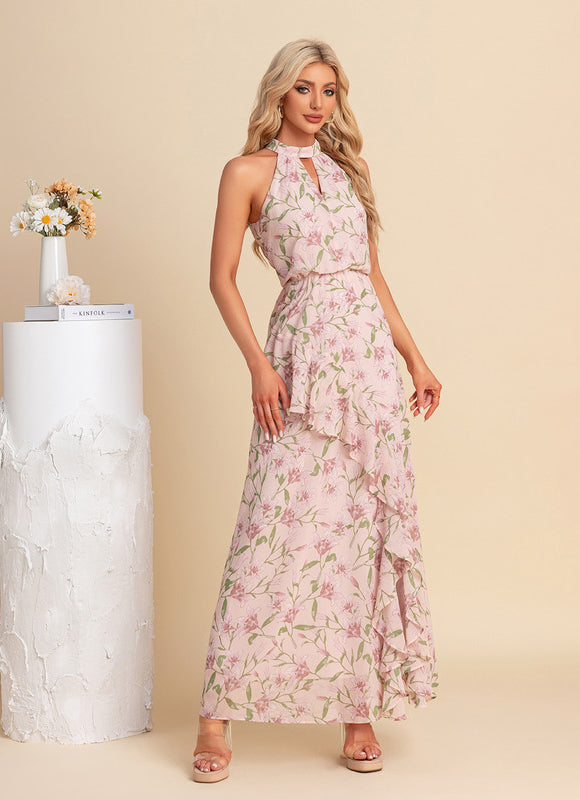 Robe Pastel Rose Imprimé Fleurs Maxi - gallery 5
