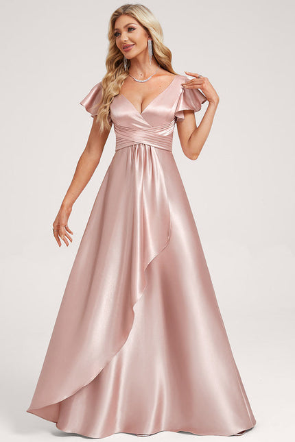 Robe Pastel Verte Satin Longueur Ras Du Sol - gallery 1