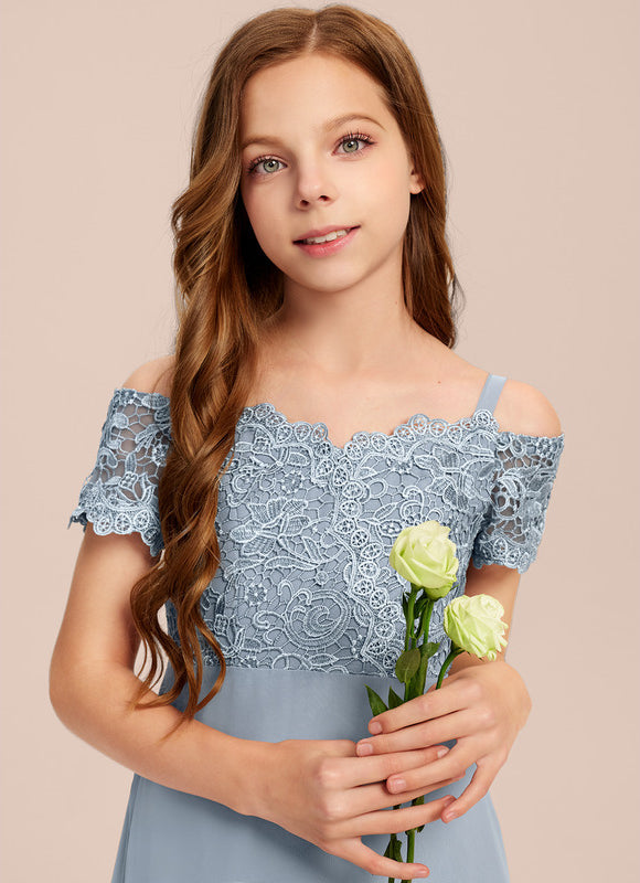 Robe Pastel Bleu Décolleté Trapèze Junior - gallery 7