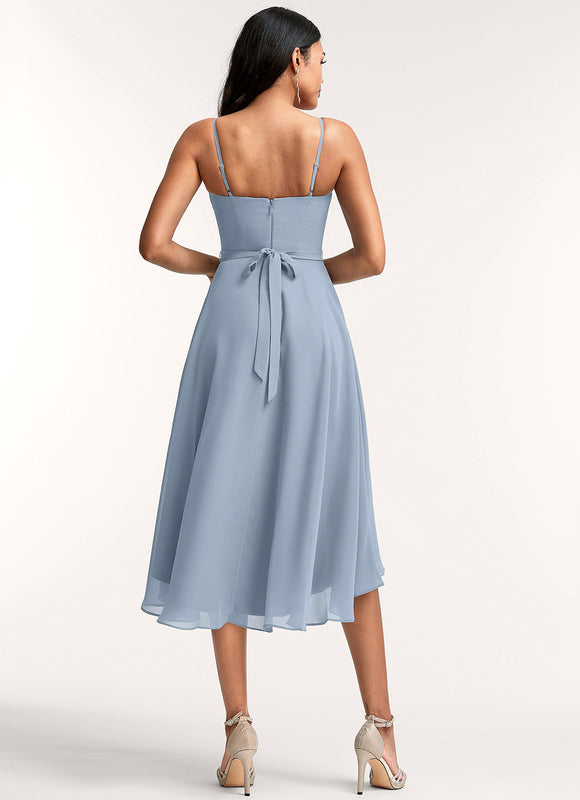 Robe Pastel Bluette Trapèze À Volants - gallery 5