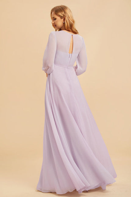 Robe Pastel Violet Longueur Ras Du Sol - gallery 4