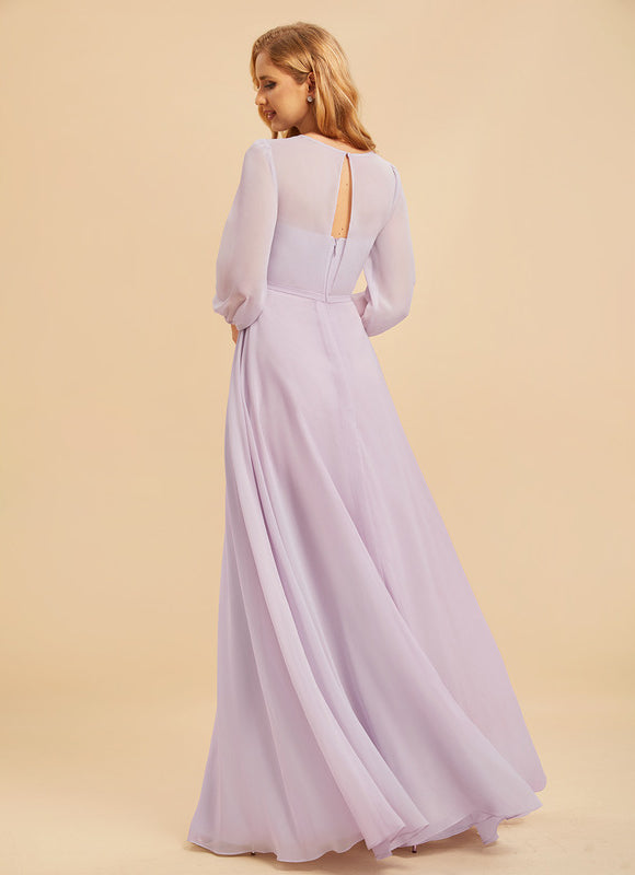 Robe Pastel Violet Longueur Ras Du Sol - gallery 4
