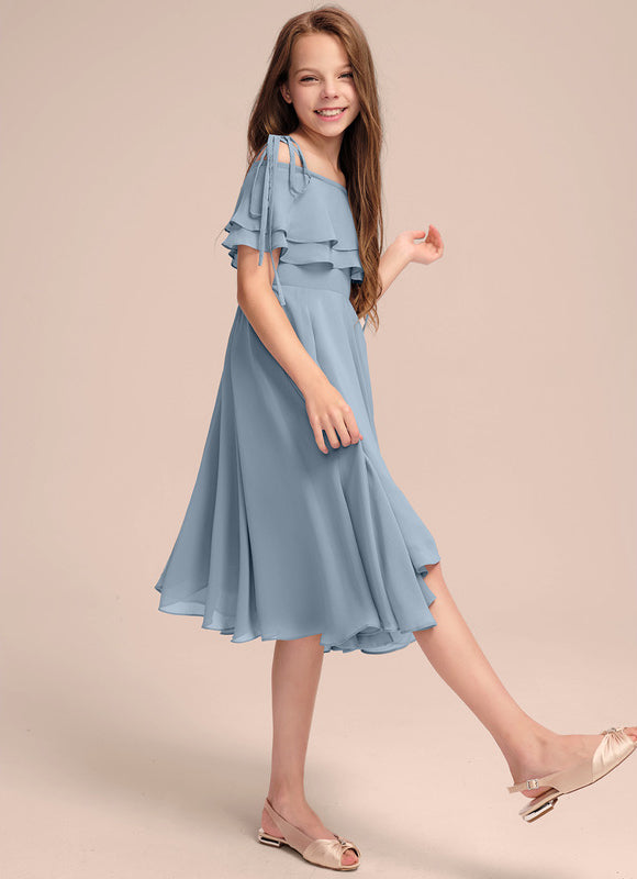 Robe Pastel Bleu Trapèze Volants Junior - gallery 3