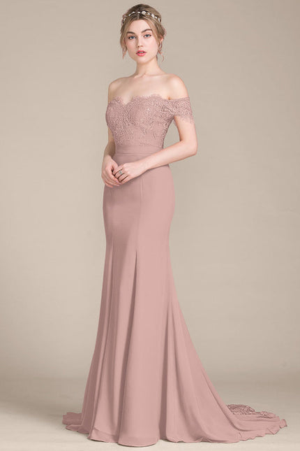 Robe Pastel Rose Sirène Dentelle Paillettes - gallery 4