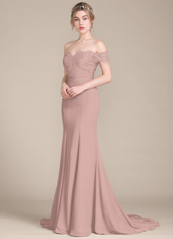 Robe Pastel Rose Sirène Dentelle Paillettes - gallery 4