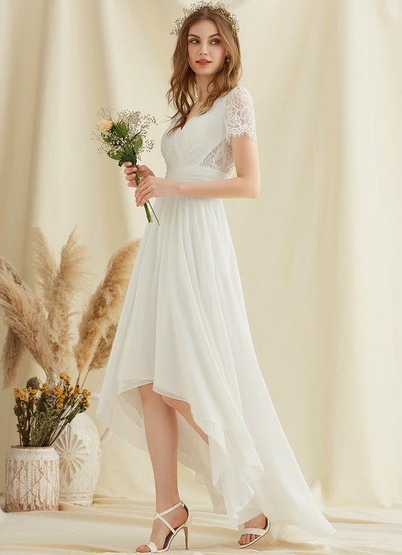 Robe Pastel Blanche Col V Asymétrique