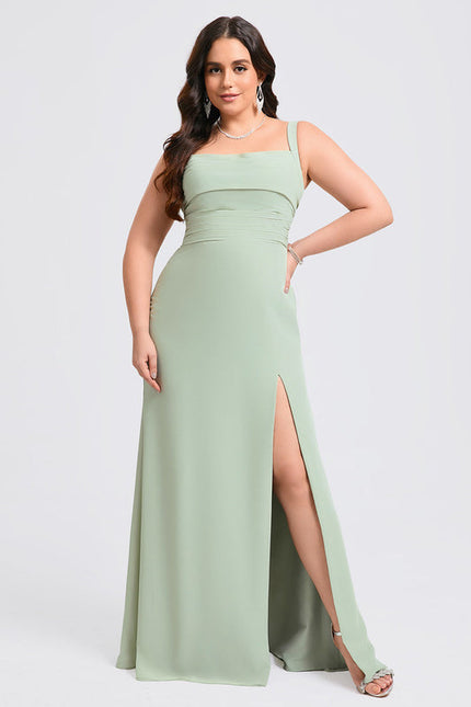 Robe Pastel Vert Sirène Longueur Ras Du Sol - gallery 6