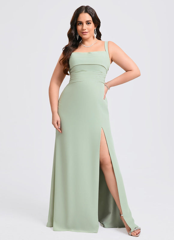 Robe Pastel Vert Sirène Longueur Ras Du Sol - gallery 6
