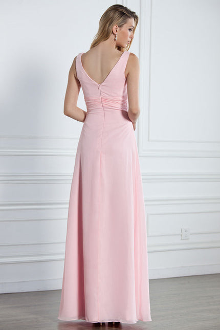 Robe Pastel Rose Demoiselle D'Honneur À Volants - gallery 2
