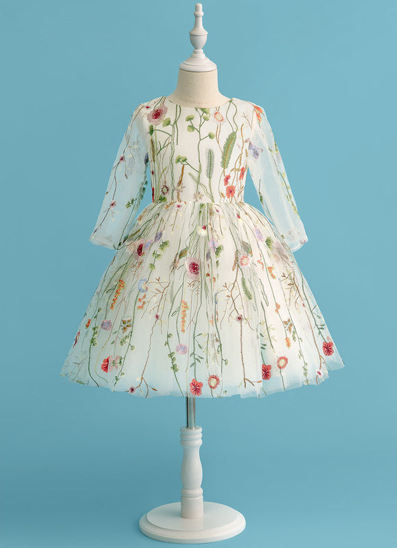 Robe Pastel Crème Floral Pour Fille Mariage - gallery 6