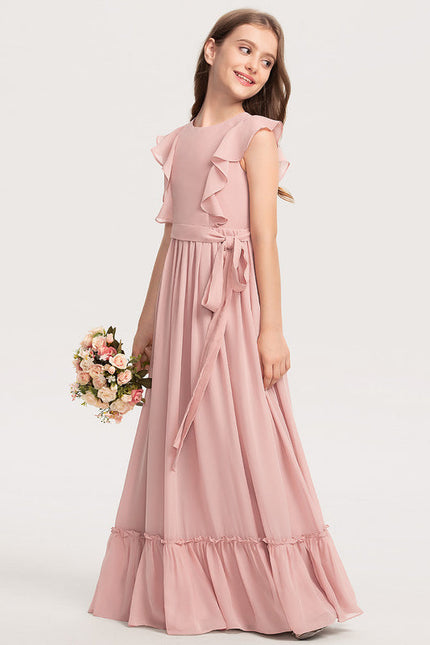Robe Pastel Rose Demoiselle D'Honneur Volants - gallery 1